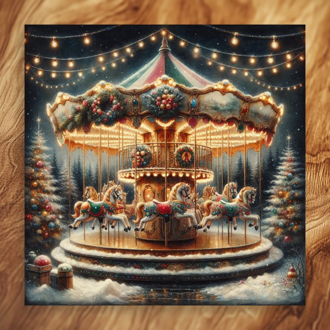 Affiche Vintage Joyeux-Go-Round Noël (Créateur téléchargé)