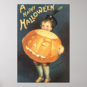 Affiche Vintage Joyeux Halloween par Ellen Clapsaddle