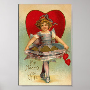 Affiche Vintage Jupe complète Coeur Valentine Imprimer