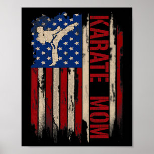 Affiche Vintage Karate Maman Américaine Usa Drapeau Le Kic