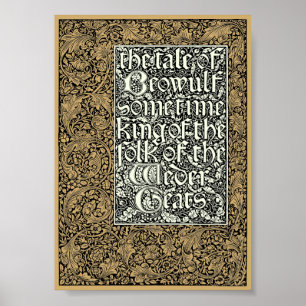 Affiche Vintage Kelmscott Press William Morris Beowulf