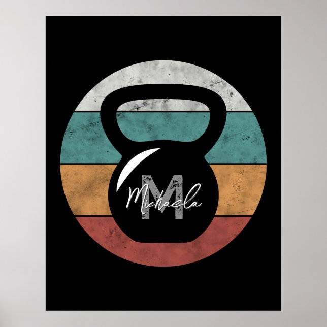 Affiche Vintage kettlebell personnalisé nom monographique  (Devant)