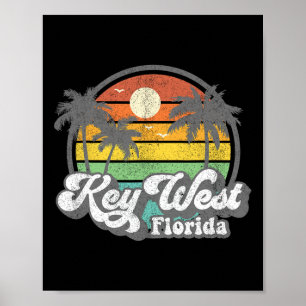 Affiche Vintage Key West Floride Keys Rétro Années 70 Plag