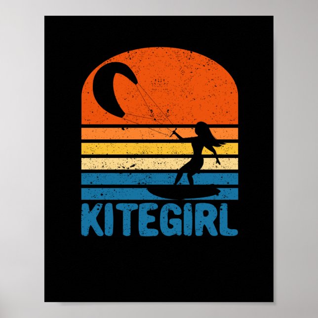 Affiche Vintage Kite Surfing Kiting Kiteboarding Kitesurf. (Devant)