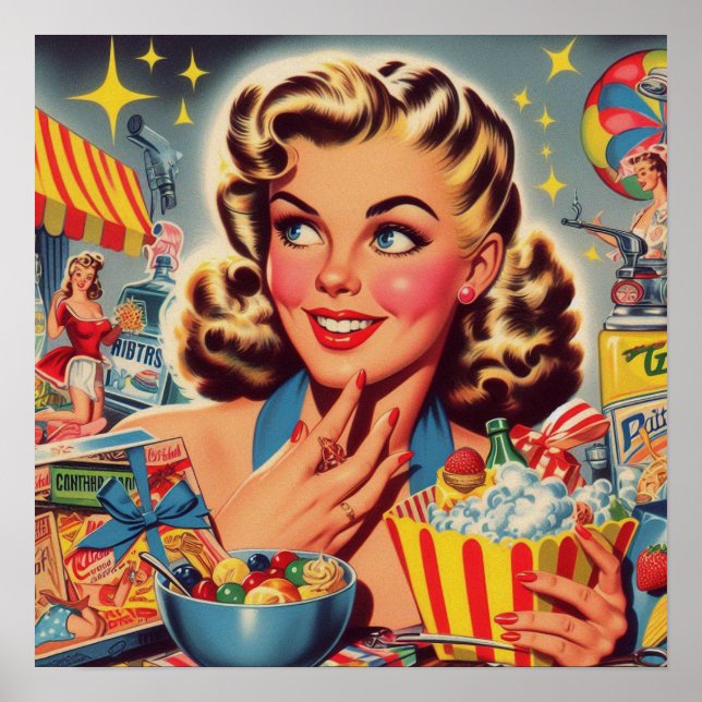 Affiche Vintage Kitsch fille (Devant)