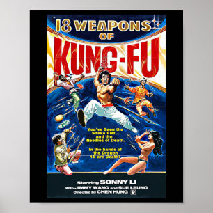 Affiche Vintage Kungfu Karate Bjj Martial Arts Movie Retro