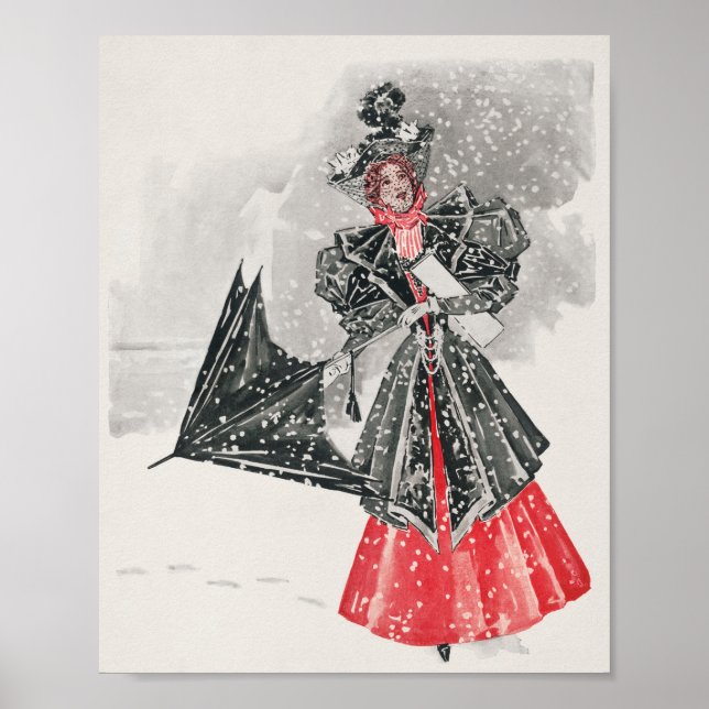Affiche Vintage lady christmas holiday (Devant)
