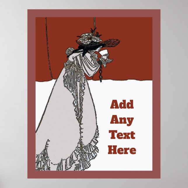 Affiche Vintage Lady Wine, ajouter du texte (Devant)