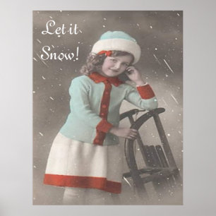 Affiche Vintage Laisser la fille de neige en robe de Sucre