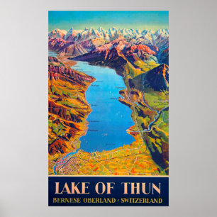 Affiche Vintage Lake of Thun Switzerland Travel