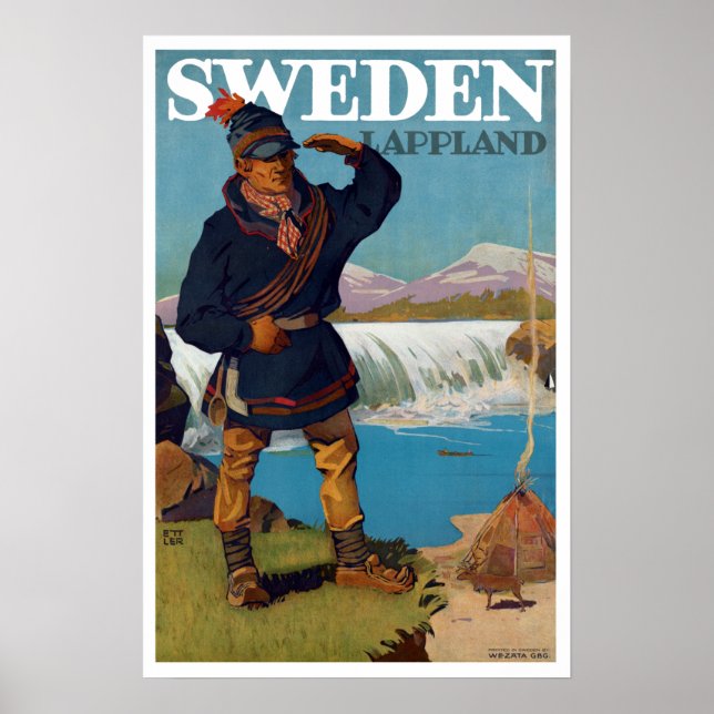 Affiche Vintage Lappland Suède Travel (Devant)