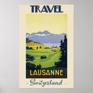 Affiche Vintage Lausanne Suisse Voyage