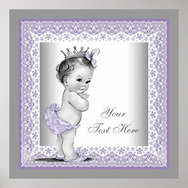Affiche Vintage lavande violette princesse bébé fille (Devant)