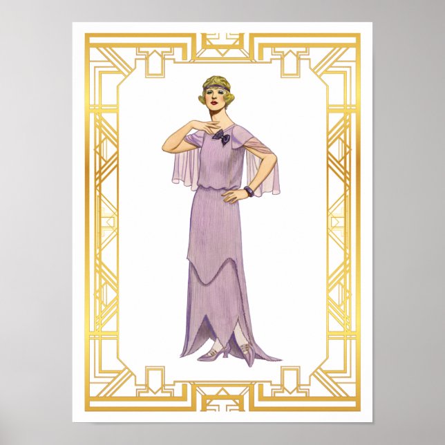 Affiche Vintage Lavender Flapper Gown 1920 (Devant)