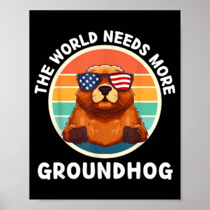 Affiche Vintage Le Monde a Besoin de Plus de Marmotte Rétr