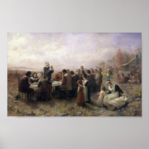 Affiche Vintage le premier Thanksgiving de Plymouth
