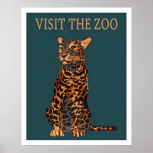 Affiche Vintage Léopard Visite Zoo Ad