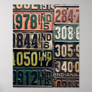 Affiche Vintage License Plates