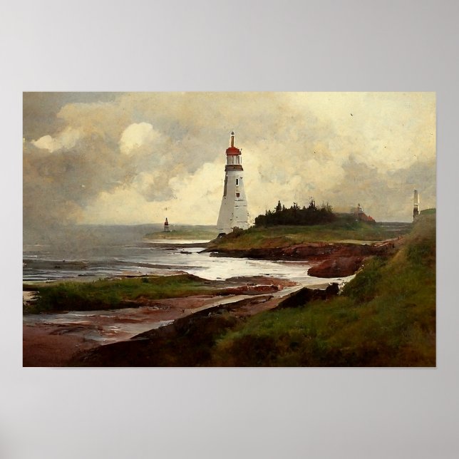 Affiche Vintage Lighthouse Painting (Devant)