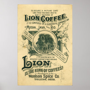 Affiche Vintage Lion Café Mocha Java Rio Annonce