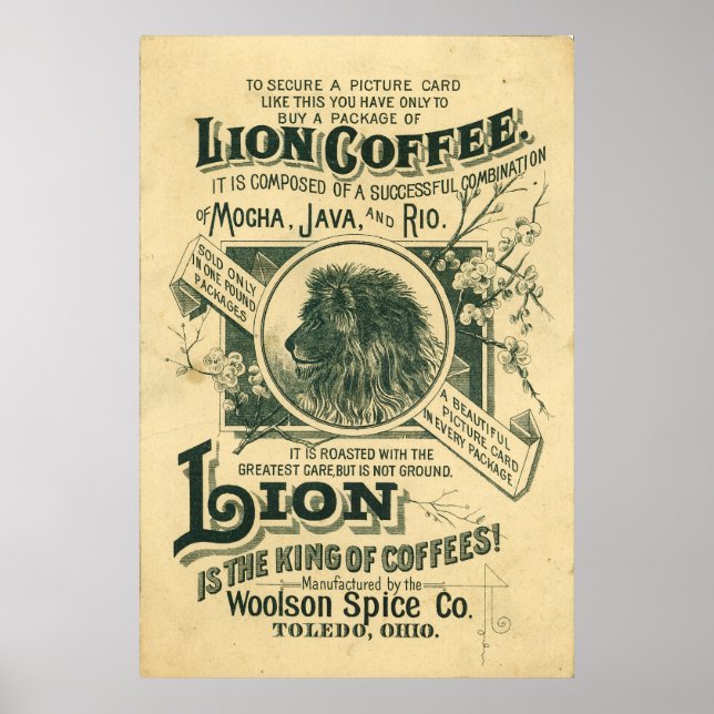 Affiche Vintage Lion Café Mocha Java Rio Annonce (Devant)