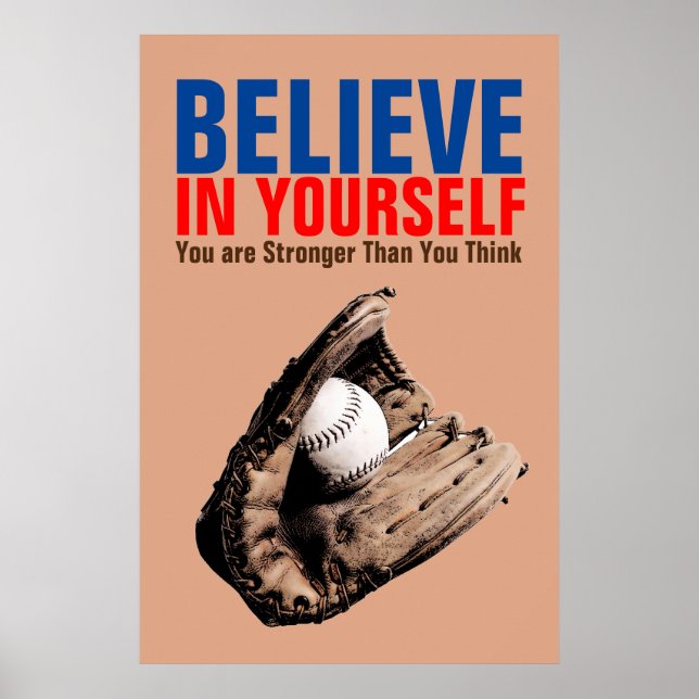 Affiche Vintage Look Retro Motivational Baseball Croire (Devant)