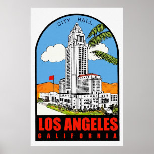 Affiche Vintage Los Angeles City Hall