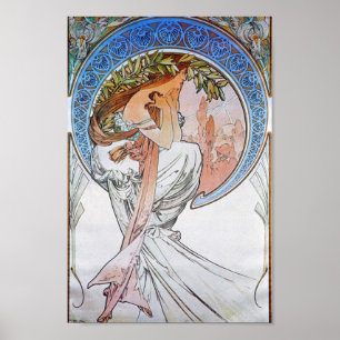 Affiche Vintage Lune Bleue Alphonse Mucha Lune Art Nouveau