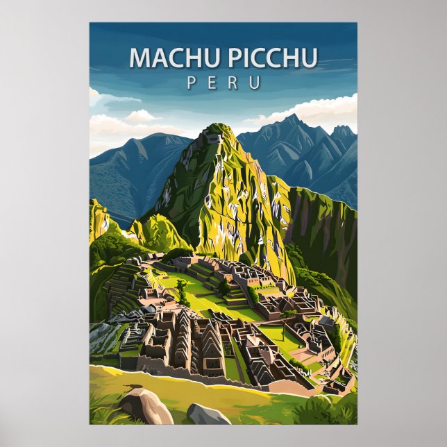 Affiche Vintage Machu Picchu Incan Travel Art (Devant)