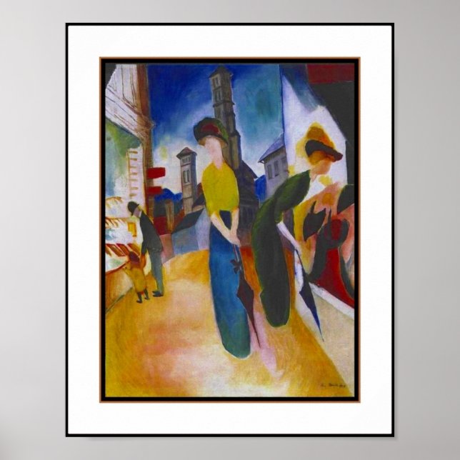 Affiche Vintage Macke Deux femmes devant une bouti (Devant)