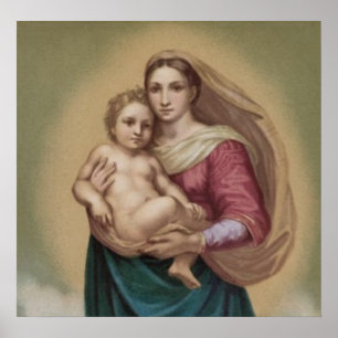 Affiche Vintage Madonna et l'enfant