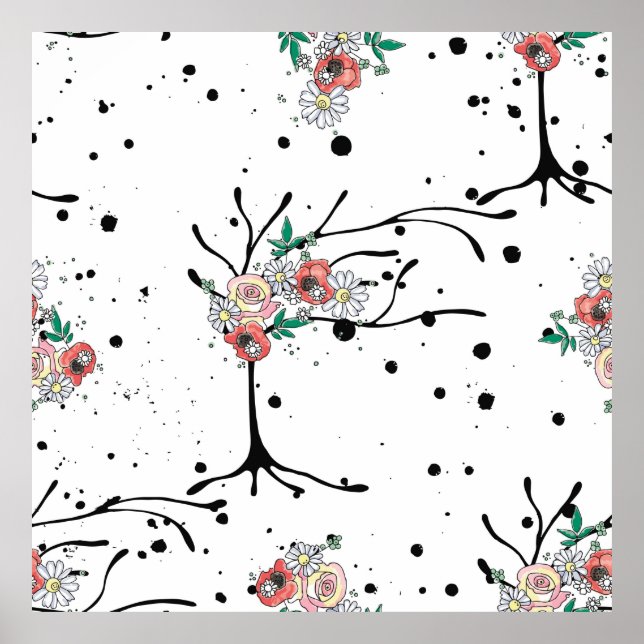 Affiche Vintage main dessinée sans faille graphique motif (Devant)