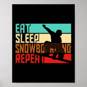 Affiche Vintage Manger Sleep Répéter Snowboard