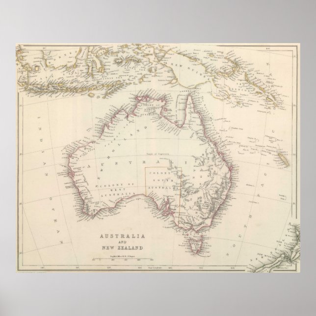 Affiche Vintage map of Australia (Devant)