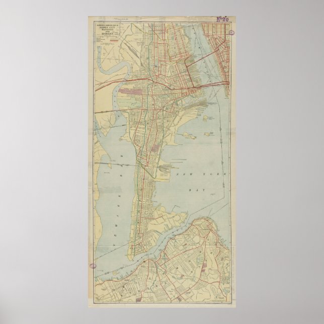 Affiche Vintage Map of Bayonne NJ (1912) (Devant)