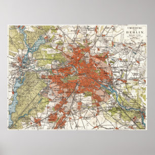 Affiche Vintage Map of Berlin Germany