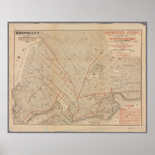 Affiche Vintage Map of Brooklyn