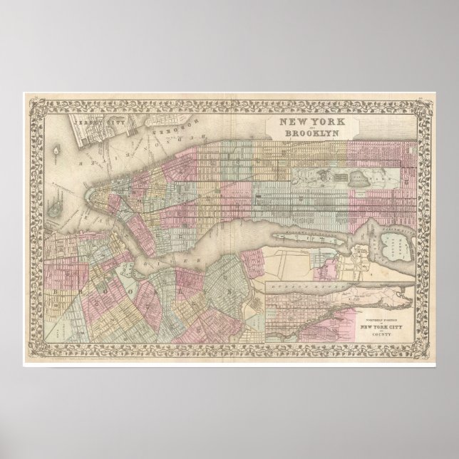 Affiche Vintage Map of Brooklyn (Devant)