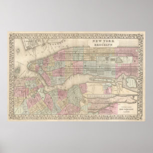 Affiche Vintage Map of Brooklyn