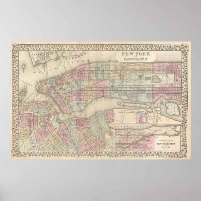 Affiche Vintage Map of Brooklyn (Devant)