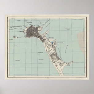 Affiche Vintage Map of Cadiz Spain (1943)