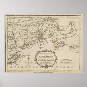 Affiche Vintage Map of Cape Cod & Rhode Island (1778)