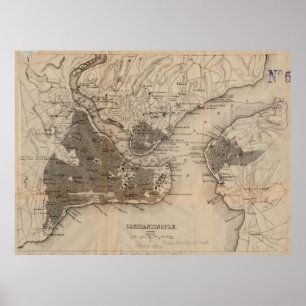 Affiche Vintage Map of Constantinople (1859)