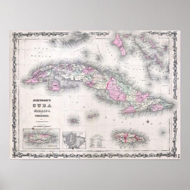 Affiche Vintage Map of Cuba (1861) (Devant)