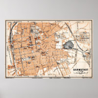 Vintage Map of Darmstadt