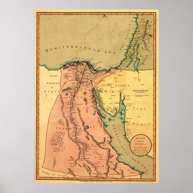 Affiche Vintage Map of Egypt (1800) (Devant)