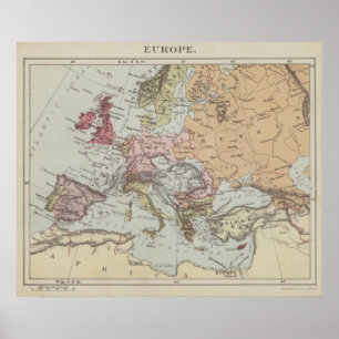 Affiche Vintage Map of Europe