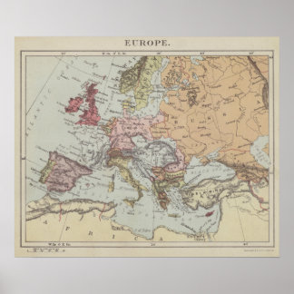 Affiche Vintage Map of Europe