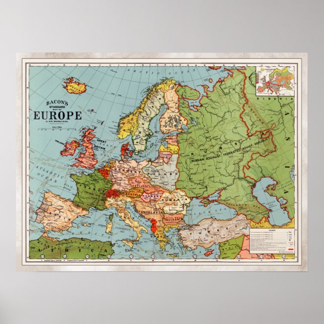 Affiche Vintage Map of Europe (Devant)