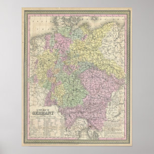Affiche Vintage Map of Germany